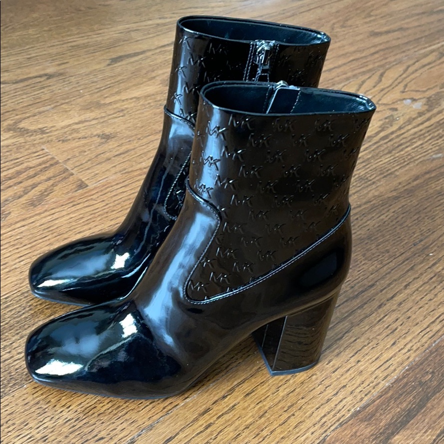Michael Kors Patent Leather Black Booties